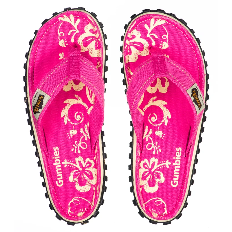 Gumbies Kids Pink Hibiscus Kinder Zehentrenner Badelatschen Sandale pink Nur Für Kurze Zeit