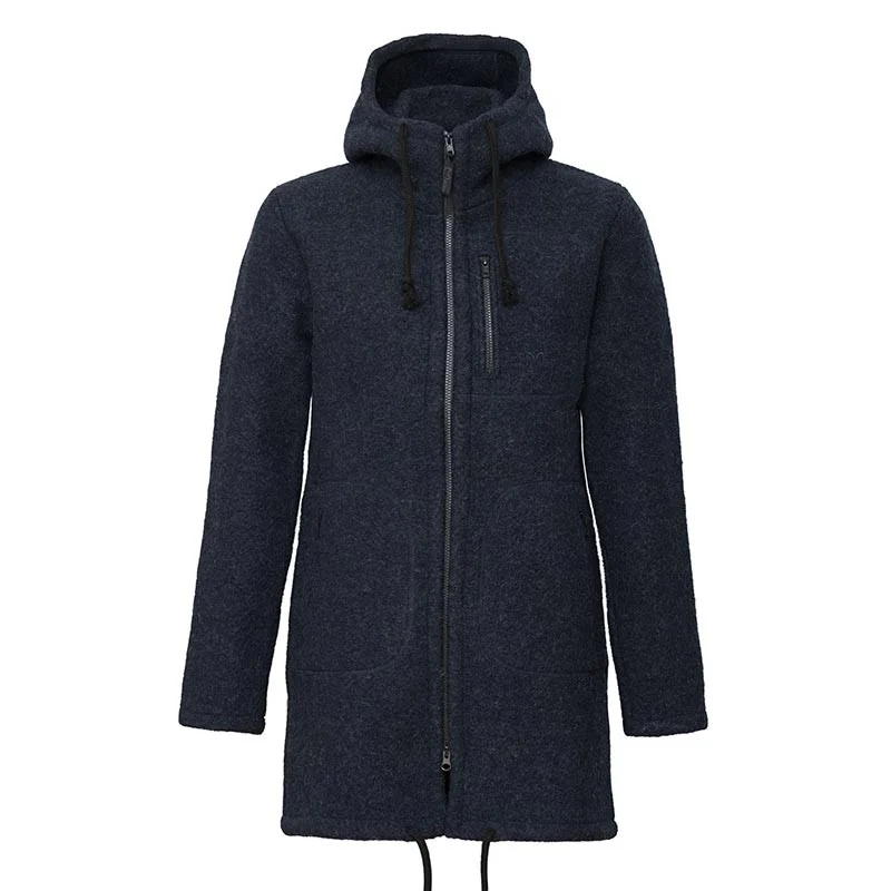 Mufflon Patrick Herren Parka mit Kapuze Wintermantel Schurwolle navy Preisknaller