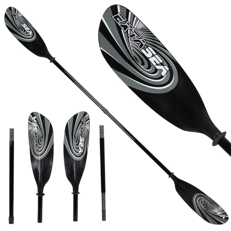 Geprüft ExtaSea Super-Touring Fiberglas Vario Doppelpaddel 4-teilig black