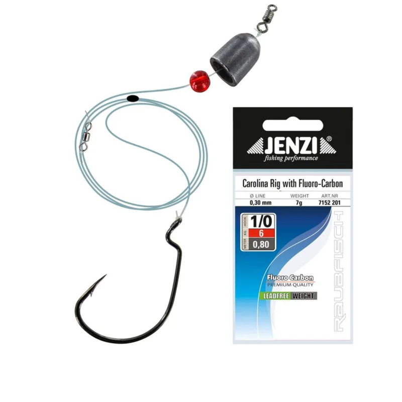Jenzi FC-Line Carolina-Rig 7g Hakengröße 1/0 mit Offset-Haken und Gewicht Heißes Angebot