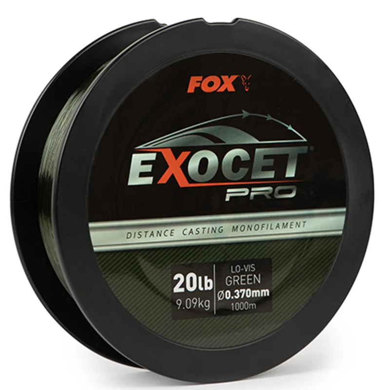 Rabatt Fox Exocet Pro Monofilament Lo-Vis Green 0.370mm 20bs / 9.09kgs (1000m) Monofile Angelschnur