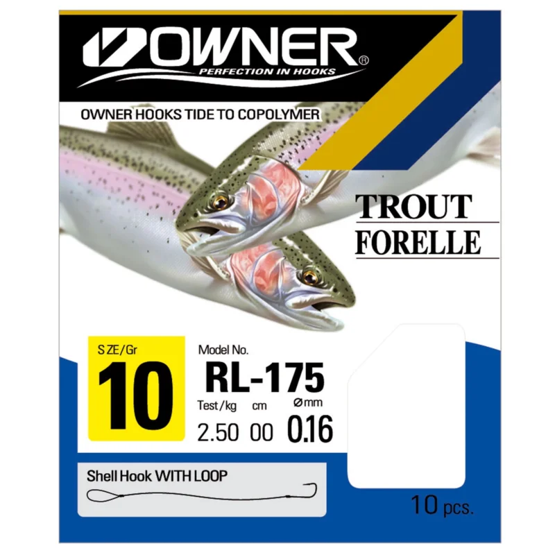 Neuheit Owner Forelle blau 150cm gebundene Haken Gr.10