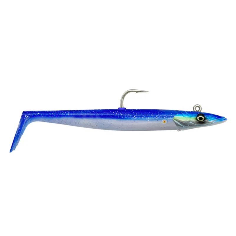 Heißes Angebot Savage Gear Sandeel V2 17.5cm 65g Blue Pearl Silver 2+1 Teile Gummifisch montiert