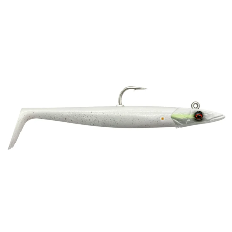 Finale Aktion Savage Gear Sandeel V2 15.5cm 46g White Pearl Silver 2+1 Teile Gummifisch montiert