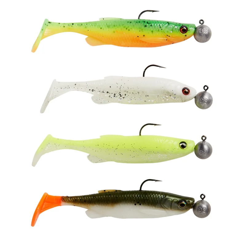 Markenprodukt Savage gear Fat Minnow T-Tail RTF 7,5cm Sinking Darkwater Mix Gummifisch montiert