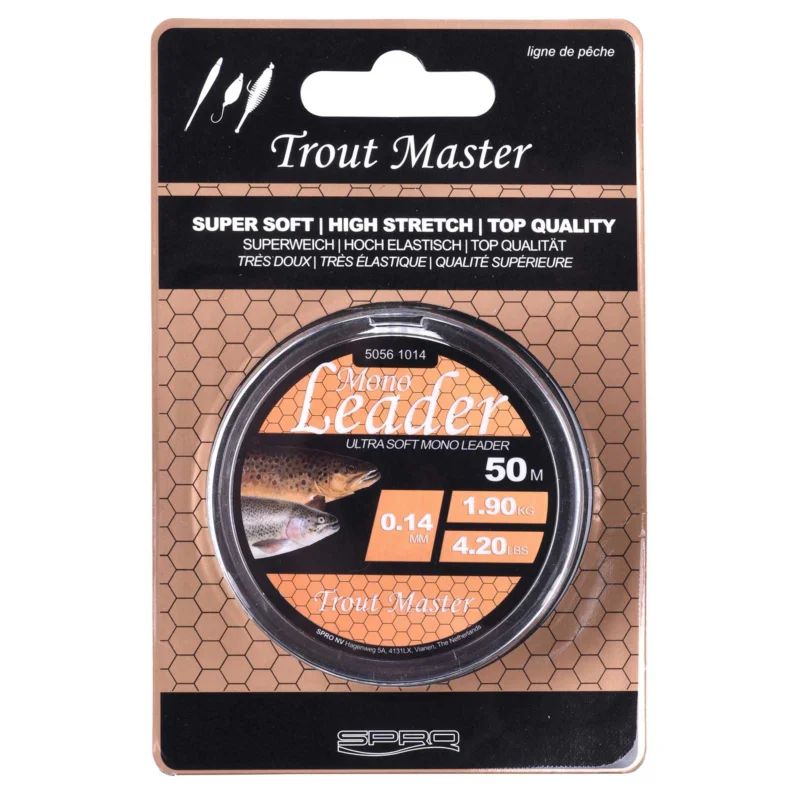 Top-Preis Spro Trout Master Mono Leader 0,18 mm 2,8kg 50m Forellen Vorfachschnur