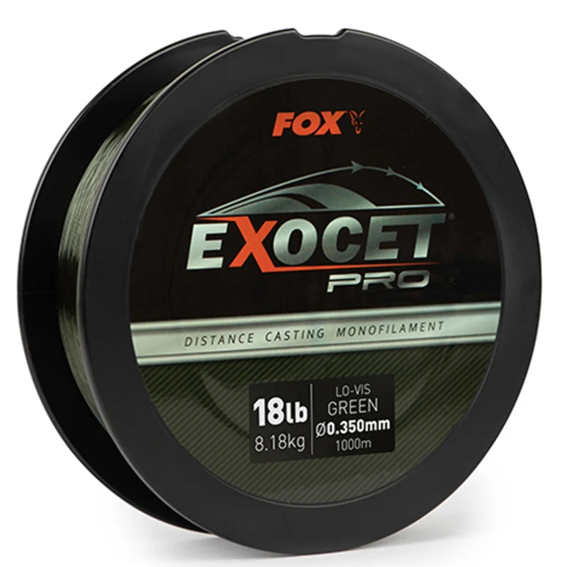 Fox Exocet Pro Monofilament Lo-Vis Green 0.350mm 18lbs / 8.18kgs (1000m) Monofile Angelschnur Zertifiziert