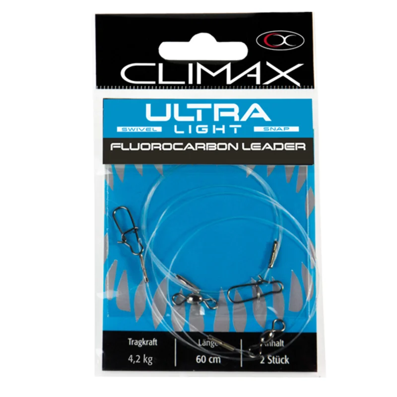 Climax Ultra Light Leader Fluorocarbon 5kg 60cm 2 Stück Gebundenes Vorfach Top-Preis