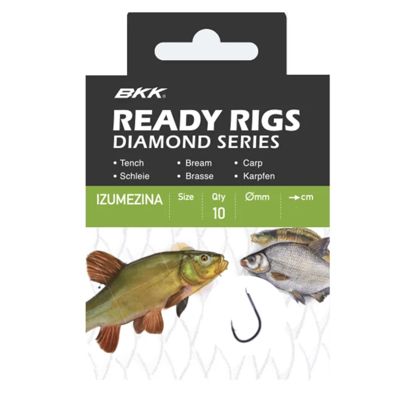 Neuheit BKK Ready Rig Diamond-Izumezina BN 8#, Ø 0,18 Friedfisch Vorfachhaken gebunden