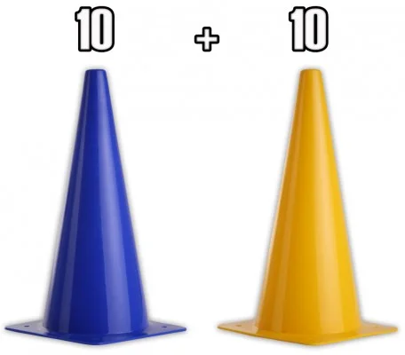 Schneller Versand PYLONEN 38 cm - 20 Stück (10 gelbe + 10 blaue) Pferdesport