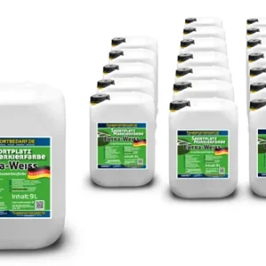 20 Kanister - Sportplatzmarkierfarbe Extra-Weiß 14 kg (9 Liter) Konzentrat Geprüft