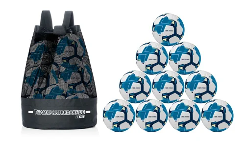 10er Ballset - T-PRO Hybrid (Blau) Trainingsball (Gr. 5) - inkl. T-PRO Ballsack Neu Im Sortiment