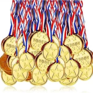 100er Set - Medaillen (inkl. Band) für Kinder - Farbe: Gold Nur Für Kurze Zeit
