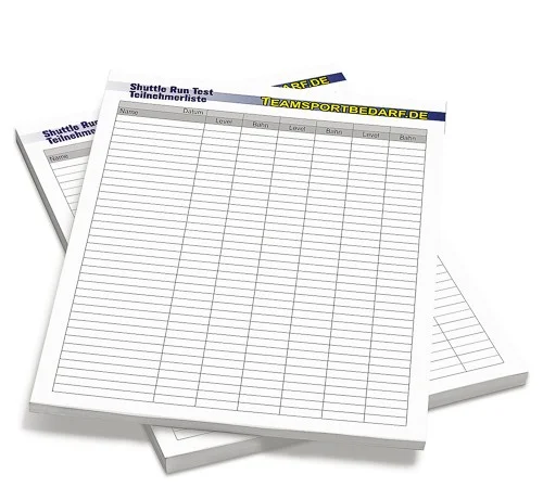 Schneller Versand Shuttle run test - participants list A4 (50 sheets)