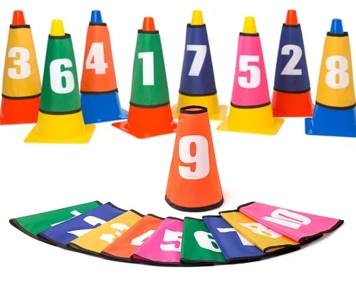 Solange Der Vorrat Reicht Set of 10 training cones with numbered caps (1-10) - for outdoor