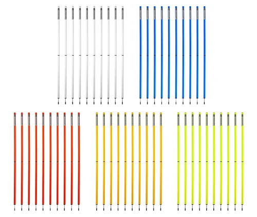 Set of 10 Agility training poles – 160cm (25 mm, 5 colours) - 2-piece design Nur Für Kurze Zeit