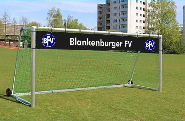 Solange Der Vorrat Reicht Ridimensionatore di Goal (rete di riduzione dei goal) 5 x 2 m - con stampa personalizzata