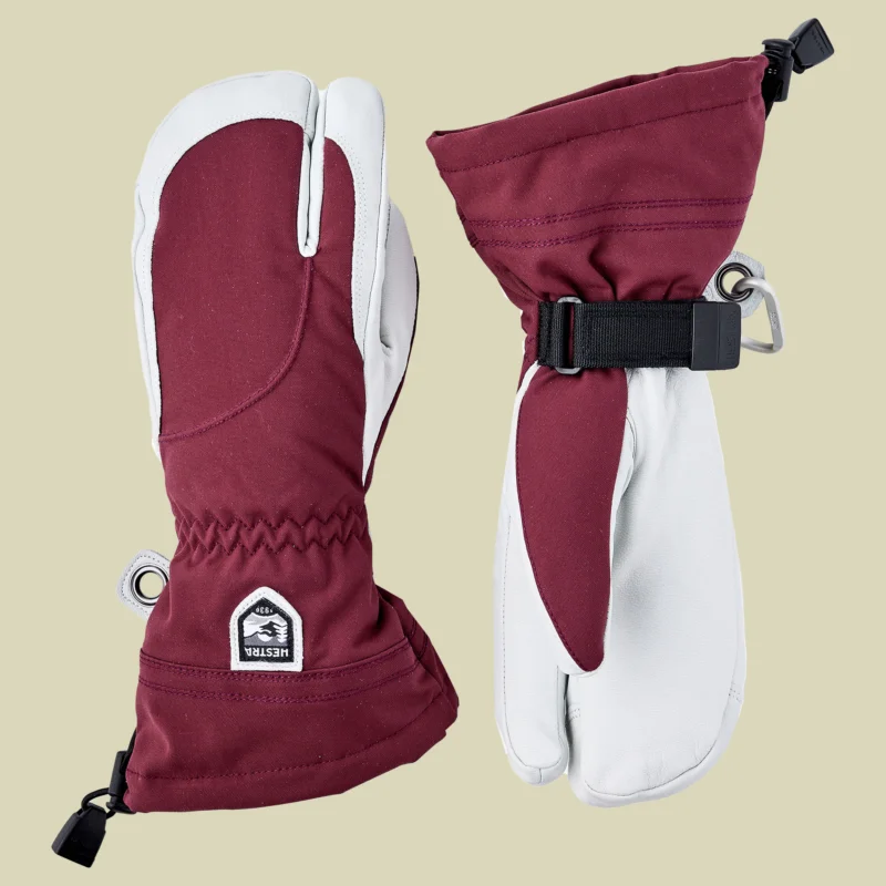 HestraHeli Ski Female 3-Finger rot 9 - bordeaux/offwhite Knallerangebot
