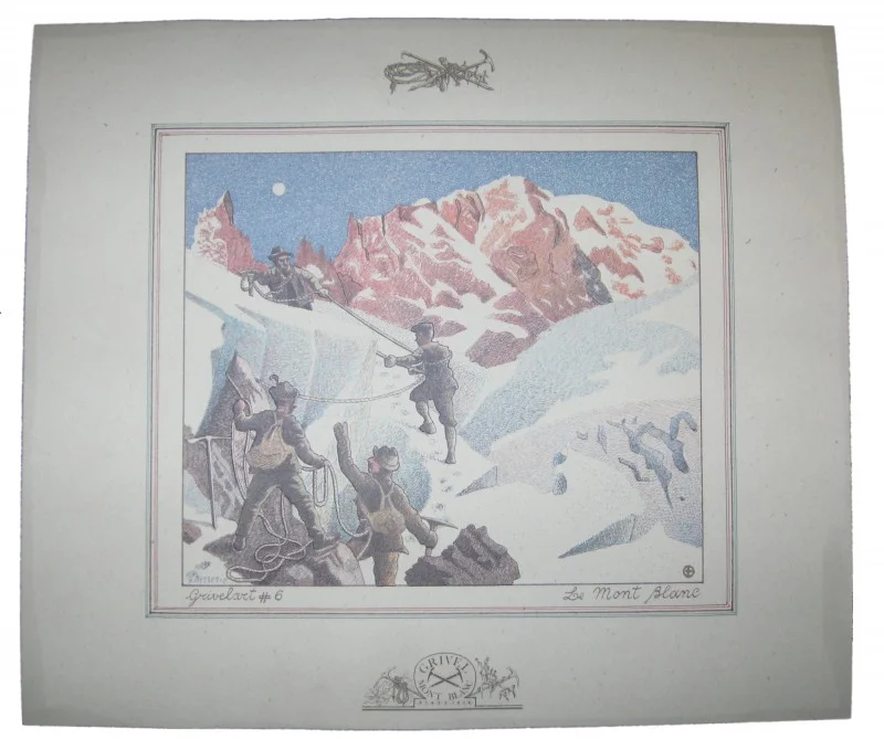 Neuheit Grivel Mont Blanc / Monte Bianco - Lithographie Poster mit Reliefdruck
