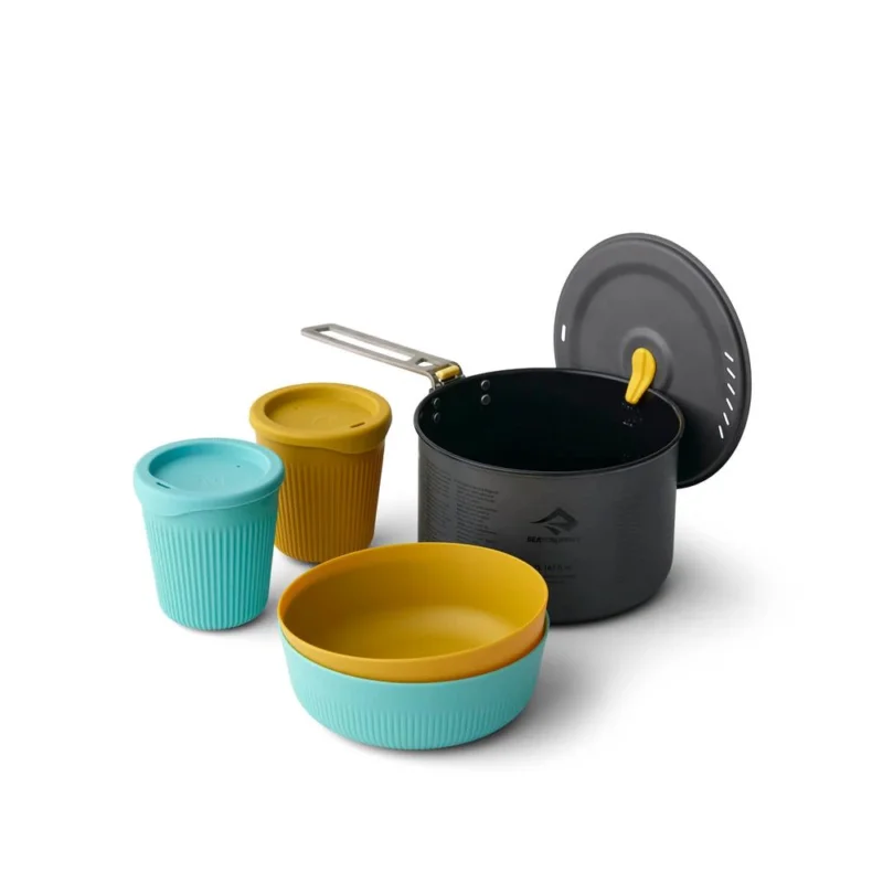 Schnäppchen SEATOSUMMIT Frontier One Pot Cook Set – Ultraleichtes Kochset inkl. 2 Liter-Campingtopf (5-teilig)