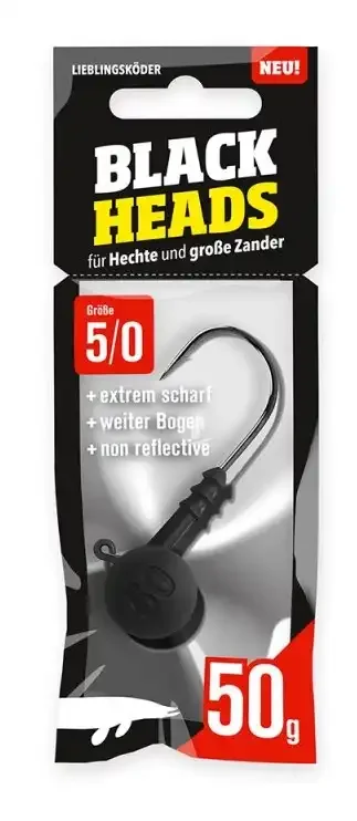 Abverkauf Lieblingsköder Jigköpfe Spitze Haken Blackheads #5/0 50g