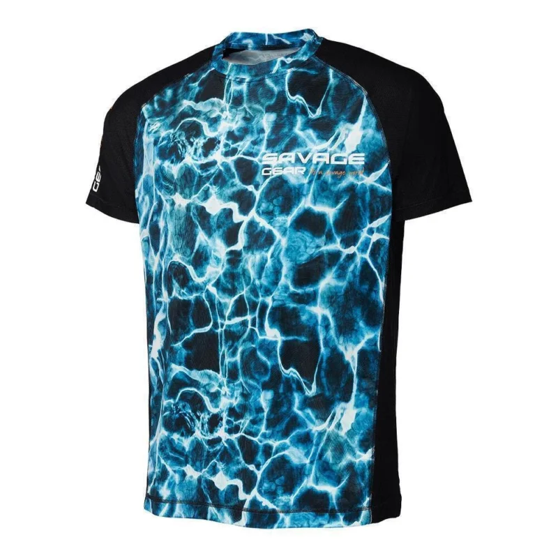 Savage Gear Marine UV T-Shirt Gr. S Sea Blue UV-Shirt Angelshirt Geprüft