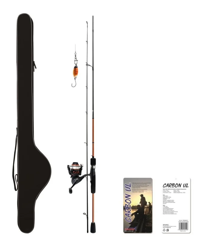Abverkauf Corofish Carbon UL Combo 1,98m 1-8g Angelset Spinnrute Rolle & Schnur Ultralight