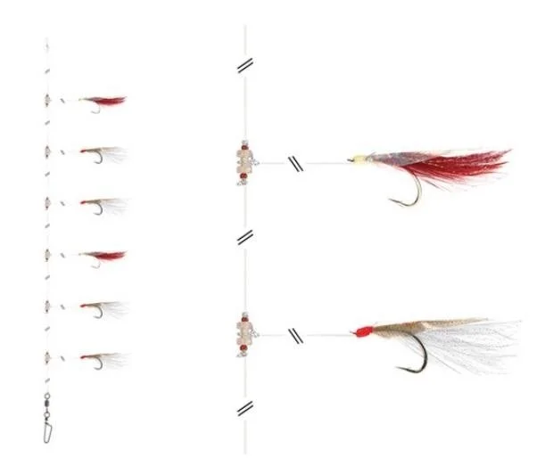 Zertifiziert Daiwa Grand Wave Makrelenvorfach 360° 1,35m Weiß / Rot