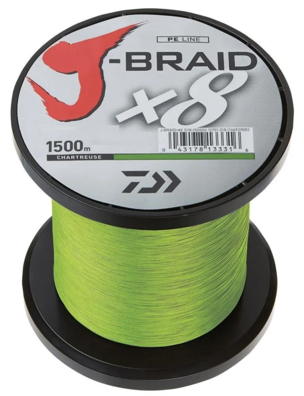 Online Kaufen Daiwa J-Braid X8 0,18mm 12Kg 1500m chartreuse 8-Fach geflochtene Schnur