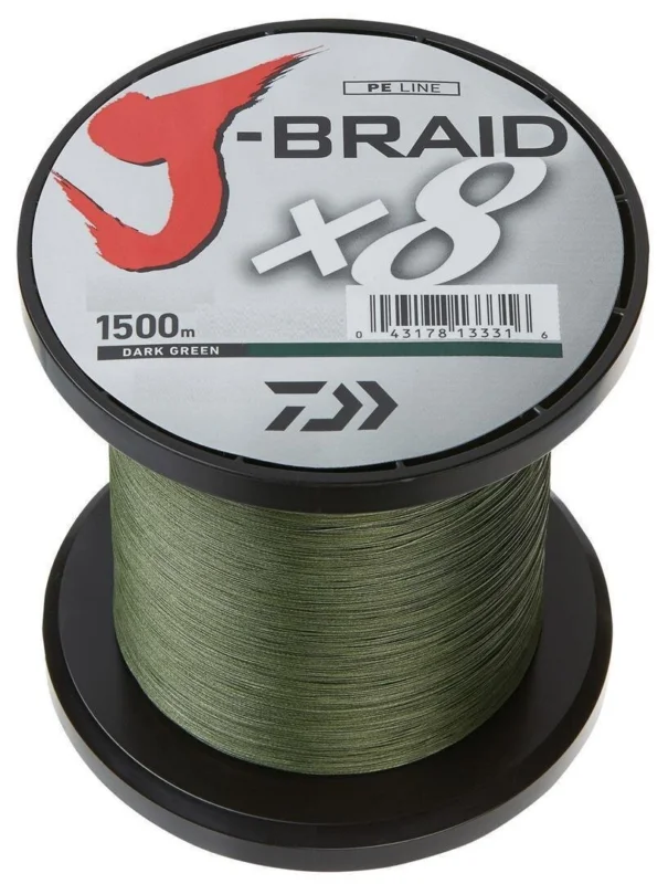 Markenware Daiwa J-Braid X8 0,06mm 4Kg 1500m green 8-Fach geflochtene Schnur