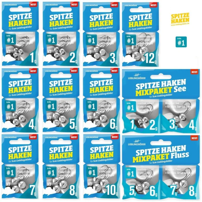 Garantierte Lieferung Lieblingsköder Spitze Haken #1 - 1g - 12g Jighaken Jigheads