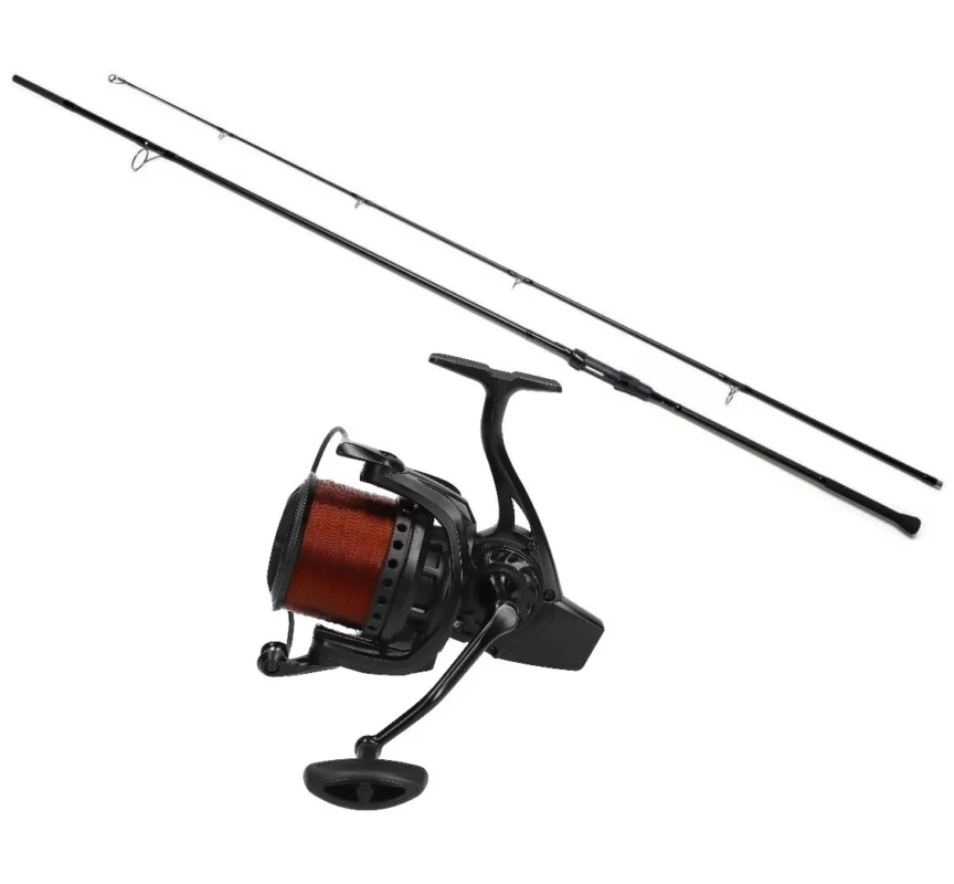 Mostal Karpfencombo Big Pit 8000 + CR 8 Carp 12ft 3,50lbs + Schnur Karpfen Angelset Kracherpreis