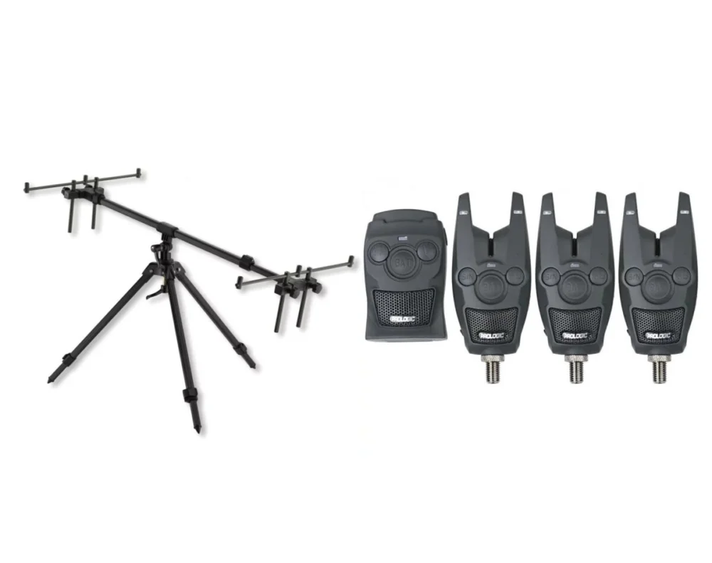 Ausverkauf Rod Pod Set inkl. Bissanzeiger 3+1 Cormoran Pro Carp + BAT+ Bite Alarm Funkbissanzeigerset