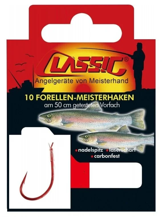 Paladin Vorfachhaken Angelvorfach Forellenhaken gebunden rot, 100 cm, Gr. 4 9 Stück Angebot