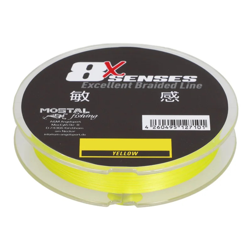 Mostal 8x Senses 300m Yellow 0,08mm / 4,9kg Geflochtene Schnur Neue Kollektion