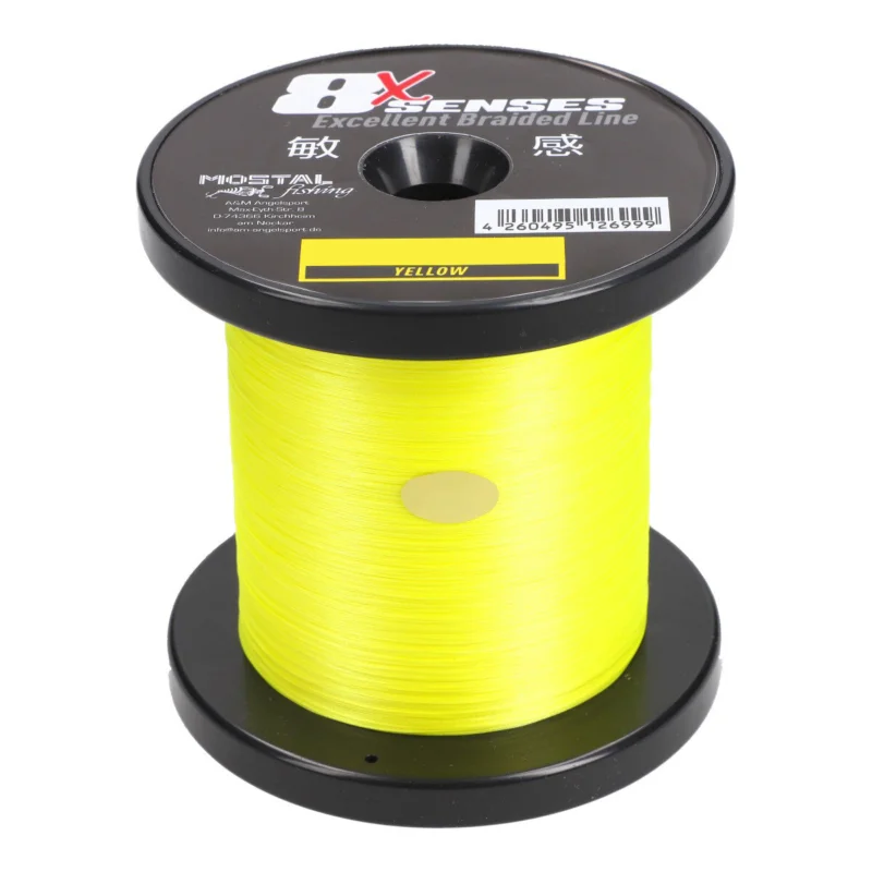 Mostal 8x Senses 1500m Yellow 0,34mm / 29,8kg Geflochtene Schnur Garantierte Lieferung