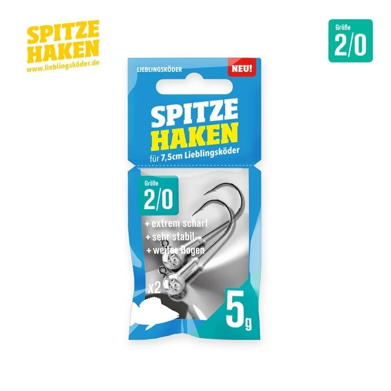 Neu Lieblingsköder Spitze Haken #2/0 Jighaken 5g 2 Stück Jigheads