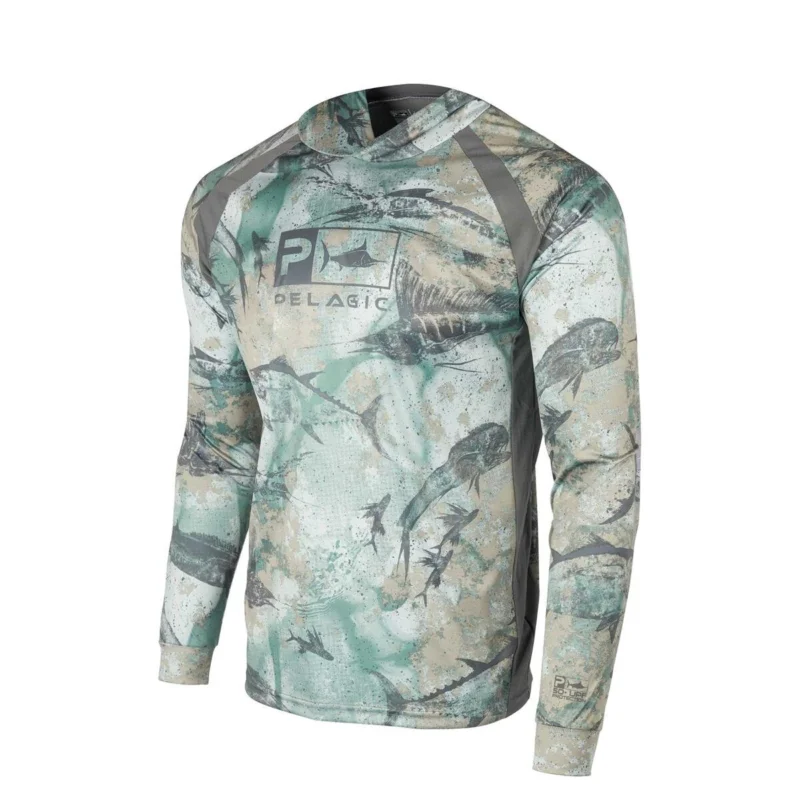 Aktuell Pelagic Vaportek Hooded Open Seas Green UV Shirt Langarm Sonnenschutz Bekleidung
