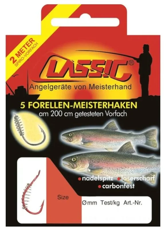 Sonderangebot Paladin Vorfachhaken Angelvorfach Forellen-Teighaken gebunden rot 200cm Gr.4 5 Stück