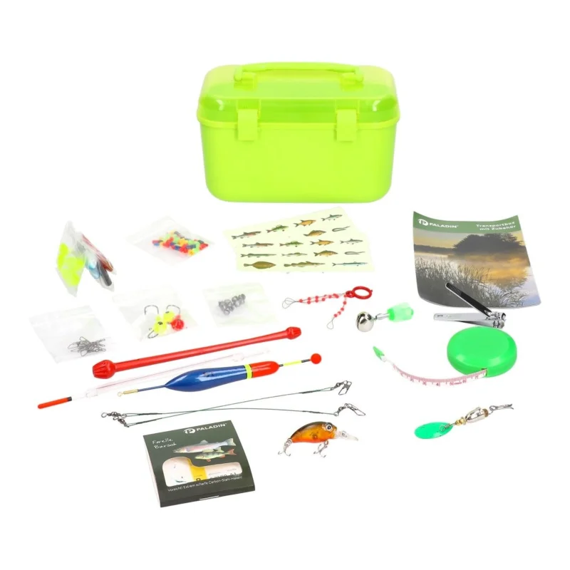 Paladin Transportbox mit Zubehör 113 Teile Tackle Box Wobbler Gummifische usw. Nur Heute