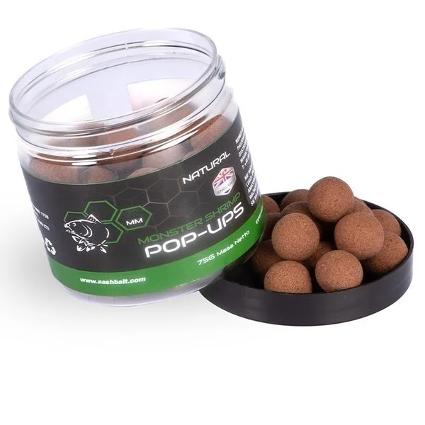 Nash Monster Shrimp Pop Ups 12mm - 20mm 75g Natural Boilies Neue Kollektion
