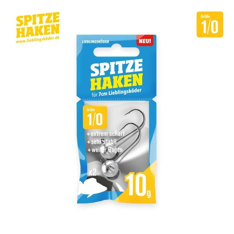 Rabatt Lieblingsköder Spitze Haken #1/0 Jighaken 10g 2 Stück Jigheads