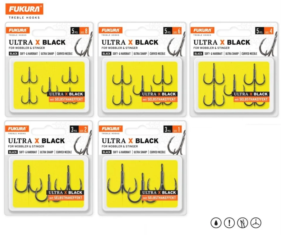 Neu Im Sortiment Fukura Ultra X Black Drillinge Gr. 8 - Gr. 1 Drillingshaken