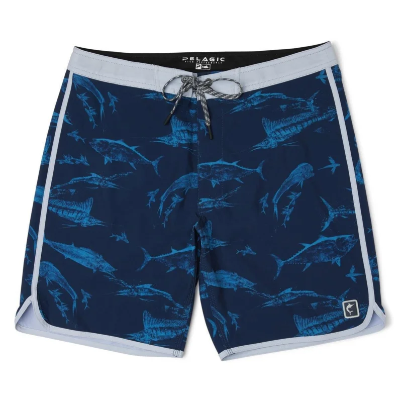 Pelagic Dock Side E-Waist 18" -Gyotaku Gr.L kurze Anglerhose Preis Gesenkt