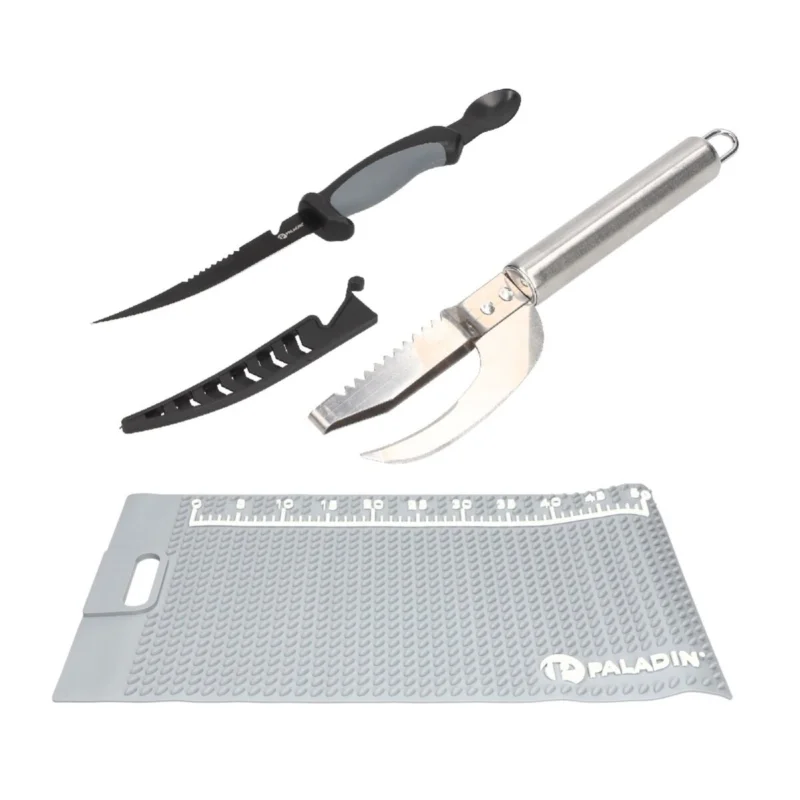 Preiswert Paladin Ausnehm- und Filetier-Set Filetiermesser mit Auskratzer + Anti-Rutsch Matte + Fischschupper