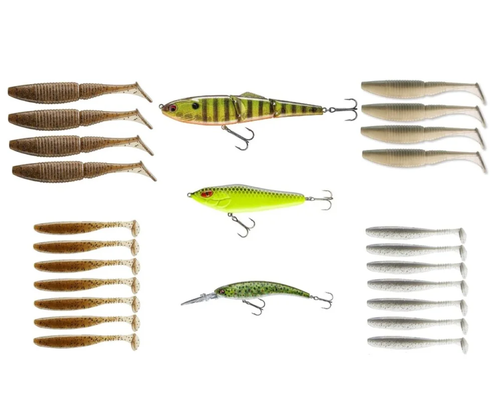 Heißes Angebot Daiwa Köderset XL Hecht Gummifische Wobbler 25-teilig Kunstköder Set