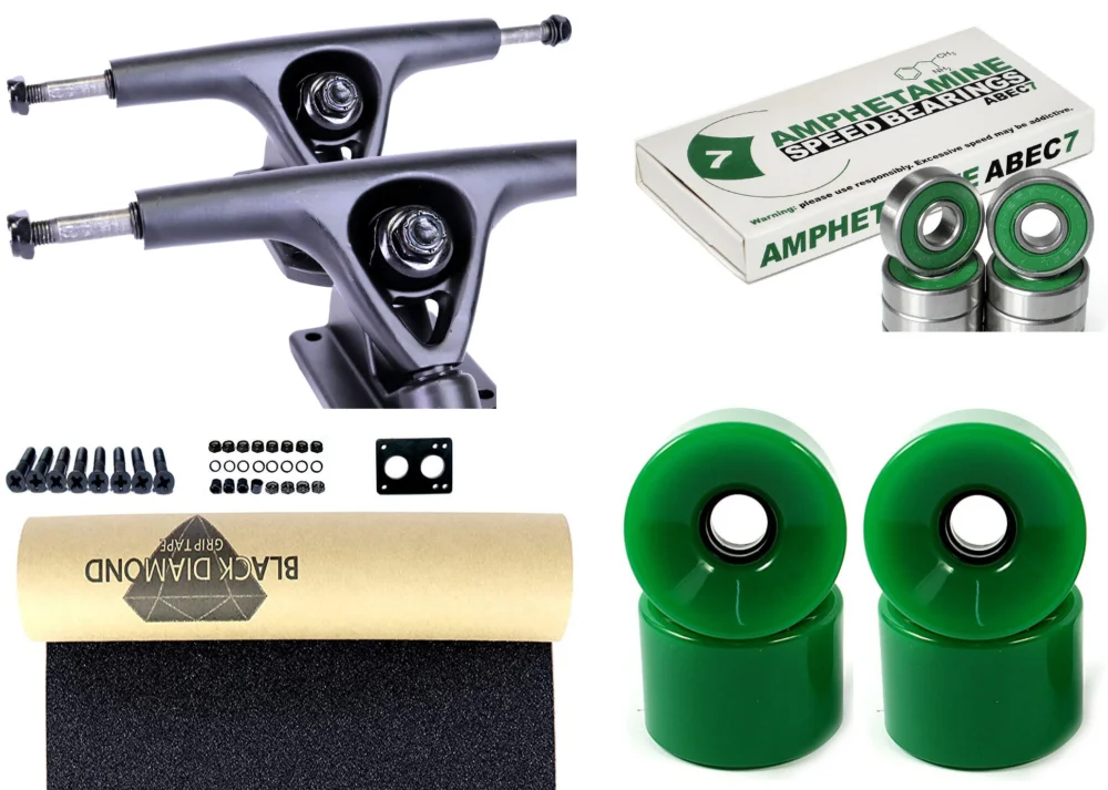 Impact Longboard Achsen Set 150mm Black / Green Wheels 76mm Markenware